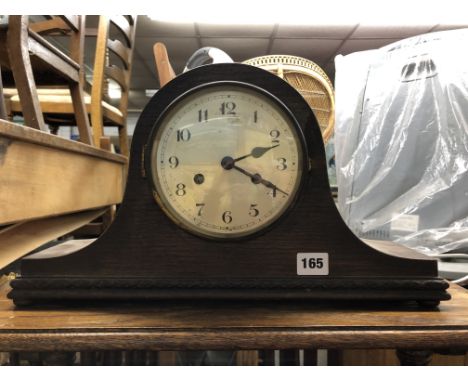 OAK ARCH CASED EIGHT DAY MANTEL CLOCK