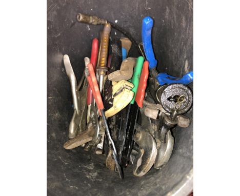 BUCKET OF WIRE PLIERS, CRIMPING TOOLS, CLAMPS