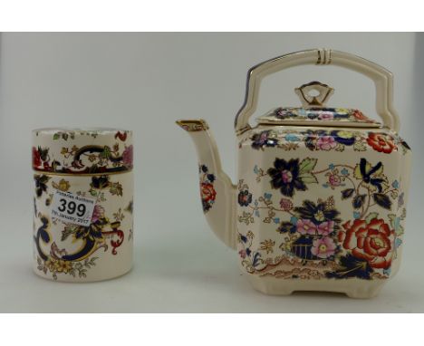 Masons Mandalay lidded storage jar and similar large teapot (2)