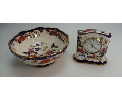 Masons Mandalay fruit bowl and small mantle clock 