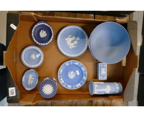 A collection of Wedgwood Jasperware items to include large vases plates, trinket boxes (9)