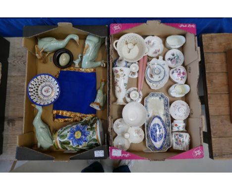 A mixed collection of items to include oriental ceramic ducks, Italian earthern ware vases, Wedgwood, Aynsley and Spode trink