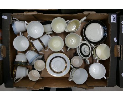 A collection of Royal Doulton Harlow teaware to include cups, saucers, together with Minton Wilmington pattern teaware, (most