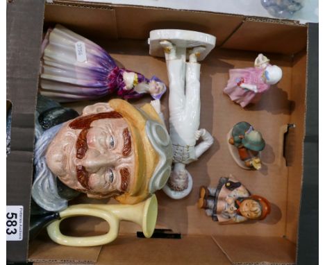 A mixed collection of pottery to include large Royal Doulton character jug - Veteran Motorist D6633, Royal Doulton Lady figur