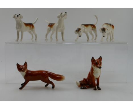 A collection of Beswick Hunting dogs to include Fox Hound 2262, 2263, 2264, 2265, Fox 1748, Fox 1440 (6)