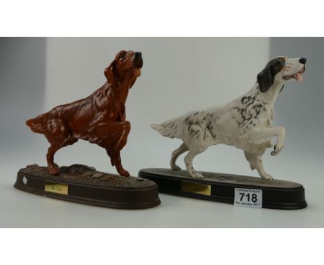 Beswick English Red Setter on ceramic base 2986 together with similar black and white variations. (2)