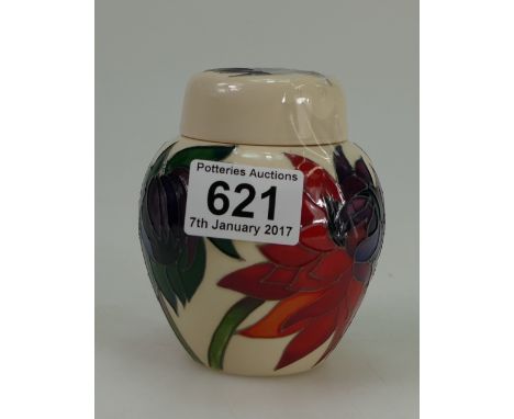 Moorcroft Ruby Red Ginger Jar, height 10.5cm. 