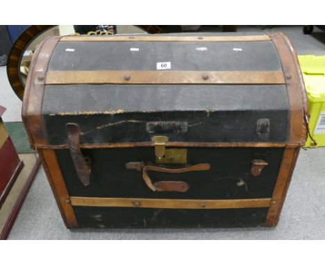 19th Century leather and wicker trunk 