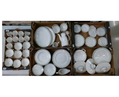 Royal Doulton large dinner service in the Berkshire TC1012 pattern to include cups, coffee bowls, dinner plates, pasta dishes