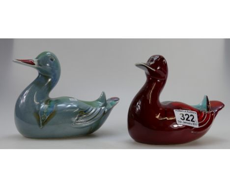 Two Poole pottery heavily glazed Mallards (2)