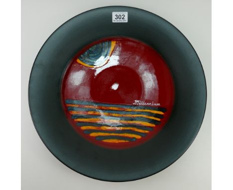 Large Poole pottery abstract design charger in the millennium pattern signed to rear diameter 41cm 