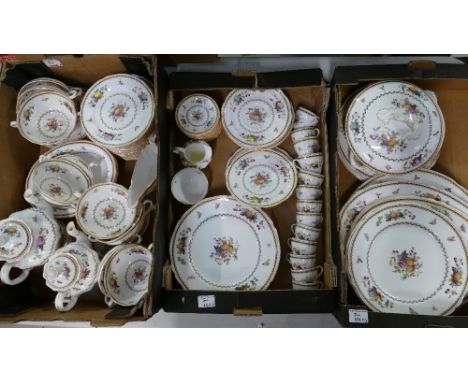 A large collection of Spode, Rockingham dinnerware to include tea and coffee pots, serving platters, plates, tureens, etc. (3