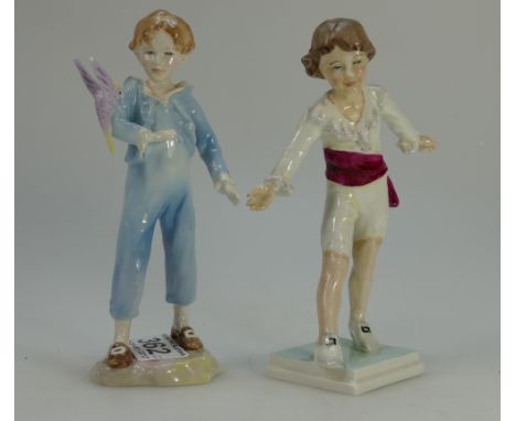 Two Royal Worcester figures, Masquerade and Parakeet by F Doughty.