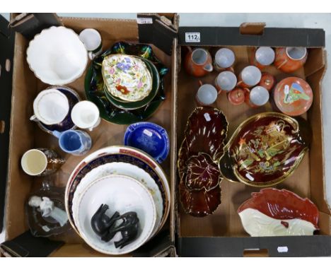 A mixed collection of items to include oriental part tea set, Carlton ware rouge royale items, Spode commemorative wall plate