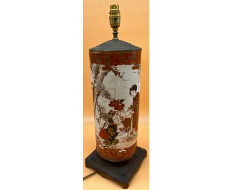 Antique Japanese hand painted large porcelain lamp. [53cm high] 