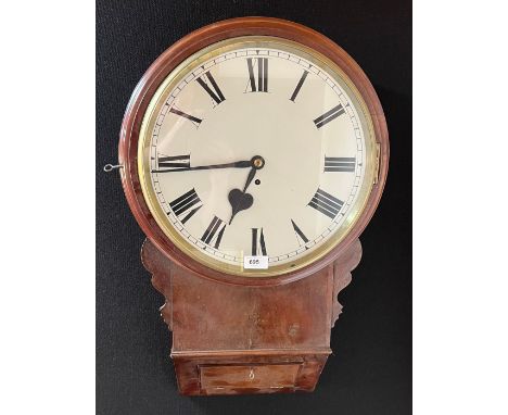 19th century Fusee drum wall clock. [Pendulum needs attention] [75x43cm] 