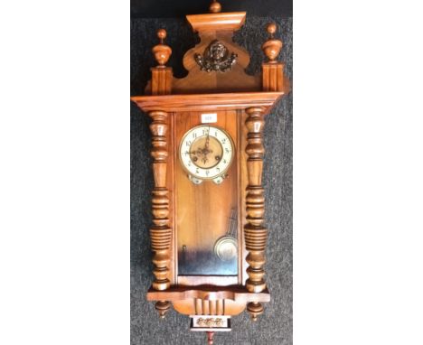 Antique long cased wall clock with pendulum 