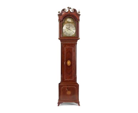 SCOTTISH GEORGE III MAHOGANY LONGCASE CLOCK, THOMAS WALKER, STRATHAVENLATE 18TH CENTURYthe hood with a swan neck pediment wit