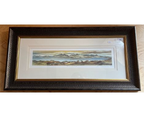 Gillian McDonald Limited edition [108/850] print titled 'Across to Skye' Fitted within an ornate frame [Frame 48x95cm] [Will 