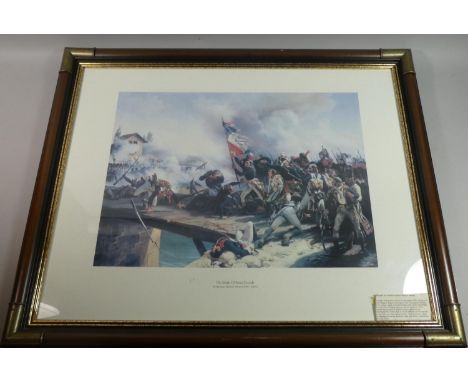 A Framed French Military Print, The Battle of Pont D'arcole After Vernet, 55cm Wide 