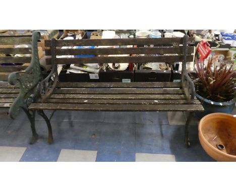 A Metal and Wooden Garden Bench, 122cm Wide 