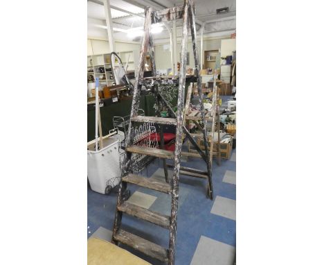 A Tall Vintage Wooden Step Ladder 