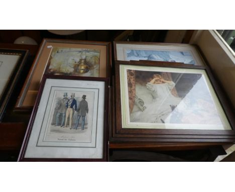 A Collection Prints to Include Two Pears, French Gents Fashion and Railway Print 