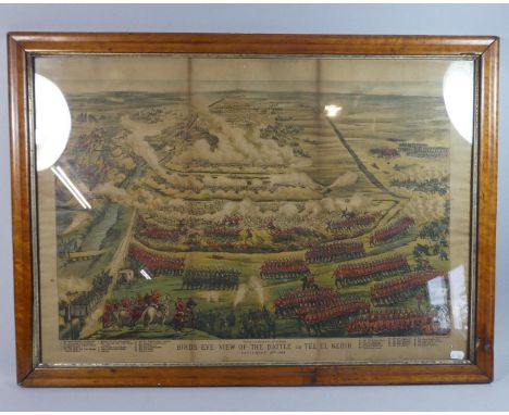 A Framed Military Print, Bird's-Eye View of the Battle of Tel-el-Kebir, September 13th 1882, 76cm Wide 