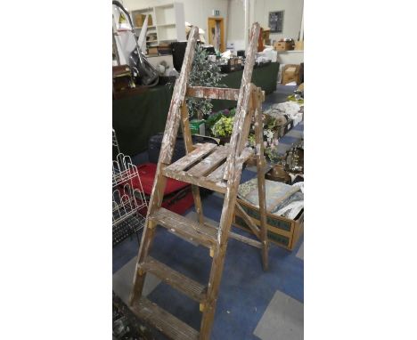 A Vintage Wooden 4 Step Ladder 