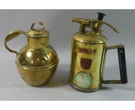 A Vintage Brass Hand Held Sprayer Together with a Brass Guernsey Cream Jug 