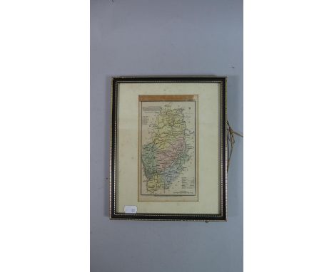 A Framed Map of Nottinghamshire, R Phillips Published 1808, 20cm high 