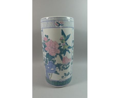 A Modern Oriental Ceramic Stick Stand Decorated with Birds and Flowers, 45cm high 