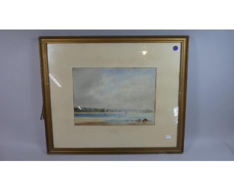 A Framed Water Colour Depicting Poole Harbour, Brownsea Island and Castle, Signed John Burton, 35cm Wide 