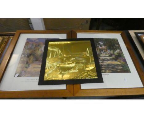 Two Framed Monet Prints, Print of Tiger and Two Gilt Prints 