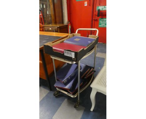 A Vintage Two Tier Trolley Containing Collection of History Speaking Peoples and History Today Magazines 