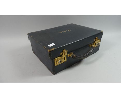 A Vintage Brass Mounted Travelling Case by Garstin's, Monogrammed HSL, 31cm Wide 