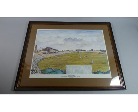 A Framed Cricketing Print, England vs Australia July 1989, Limited and Signed by the Artist Terry Gorman, 50cm Wide 
