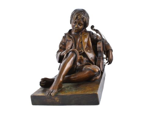 After: Léon Tharel (1858 - 1902) Bronze Sculpture "The Sleeping Fiddler" Signed Lower on the Base. Marked "Susse Fes Edts Par
