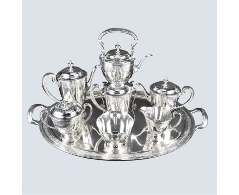 Early 20th Century Tiffany &amp; Co. Eight (8) Pieces Sterling Silver Tea/Coffee Set. Includes: Hot water kettle, coffee pot,