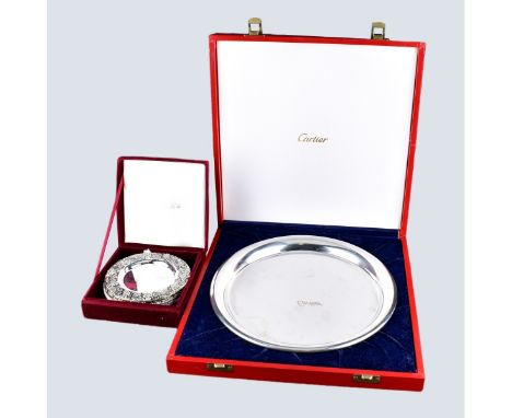 Grouping of Vintage Tableware in Original Boxes. Consisting of 4 Neiman Marcus 5" plates along with Cartier pewter plate meas
