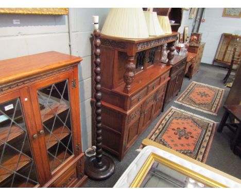 A stained mahogany turned standard lamp base 
