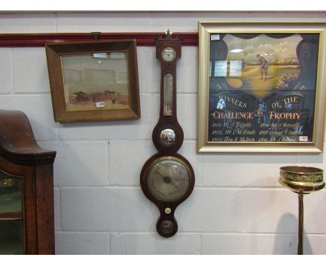 A 19th Century A.Gugeri Blandford banjo barometer with silvered dial, glass cracked to level, 94cm tall