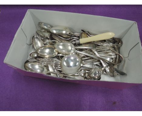 A selection of silver plated flatware of various forms