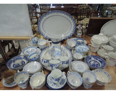 A selection of blue and white wear ceramics including Wood and sons and Worcester