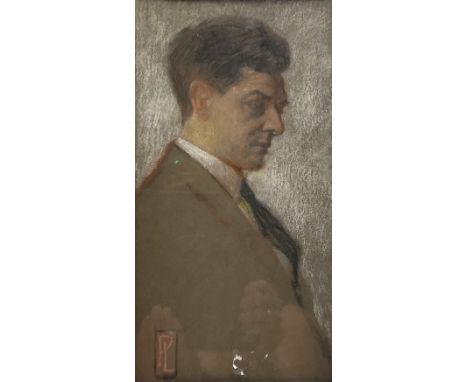 Percy Lloyd (British early 20th century): Portrait of Walter Potts, pastel portrait in the style of the Bloomsbury School, si