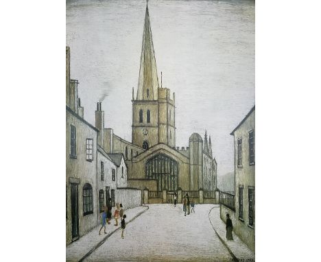 After Laurence Stephen Lowry R.A. (British 1887-1976): 'Burford Church', limited edition colour lithograph blind stamped and 