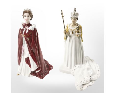 A Coalport figure of Queen Elizabeth II celebrating the Diamond Jubilee 2012 and a further Royal Worcester figure 'The Queen'