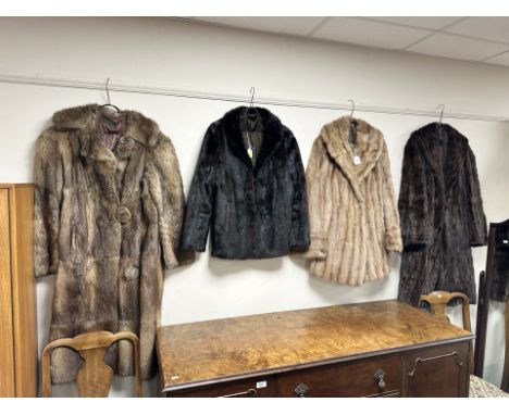 Four various vintage brown mink coats and jackets 
