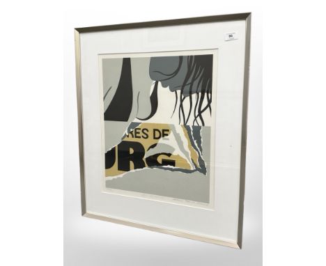 A Danish abstract lithograph, indistinctly signed, 43 cm x 51 cm.