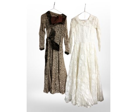 Two lady's vintage lace gowns.